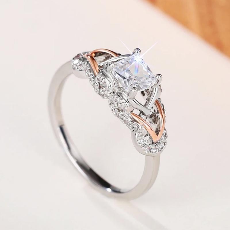 Huitan Fancy Princess CZ Rings Two Tone Copper Color/Rose Gold Color Cross Rings Luxury Trendy Wedding Band Zircon for Women 6
Huitan Fancy Princess CZ Rings Two Tone Copper Color/Rose Gold Color Cross Rings Luxury Trendy Wedding Band Zircon for Women 6