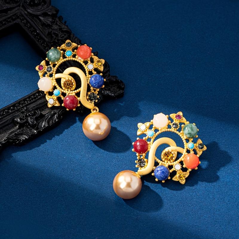 Bollywood Style Dangle Earrings Flower Design Inlaid Natural Stone Match Daily Outfits Party Accessories Dupes Luxury Jewelry
Bollywood Style Dangle Earrings Flower Design Inlaid Natural Stone Match Daily Outfits Party Accessories Dupes Luxury Jewelry
