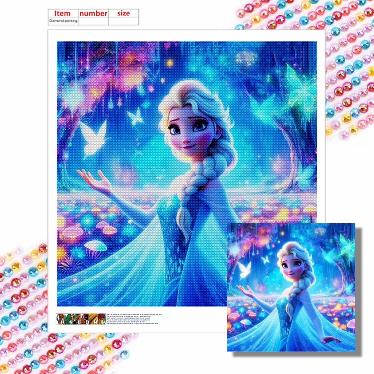 5D DIY Алмазная Живопись Декоративная Красивая Принцесса Полная Круглая Выкладка Пейзаж Алмазная Вышивка Наборы для Вышивания Крестом Домашний Декор Подарок Round 20x20cm