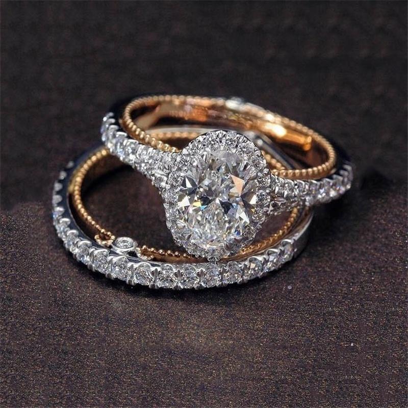 925 Стерлинговое Серебро Белый Сапфир Два Цвета 14K Твердое Розовое Золото Бриллиант Ювелирные Изделия Женские Обручальные Кольца Набор T
925 Стерлинговое Серебро Белый Сапфир Два Цвета 14K Твердое Розовое Золото Бриллиант Ювелирные Изделия Женские Обручальные Кольца Набор T