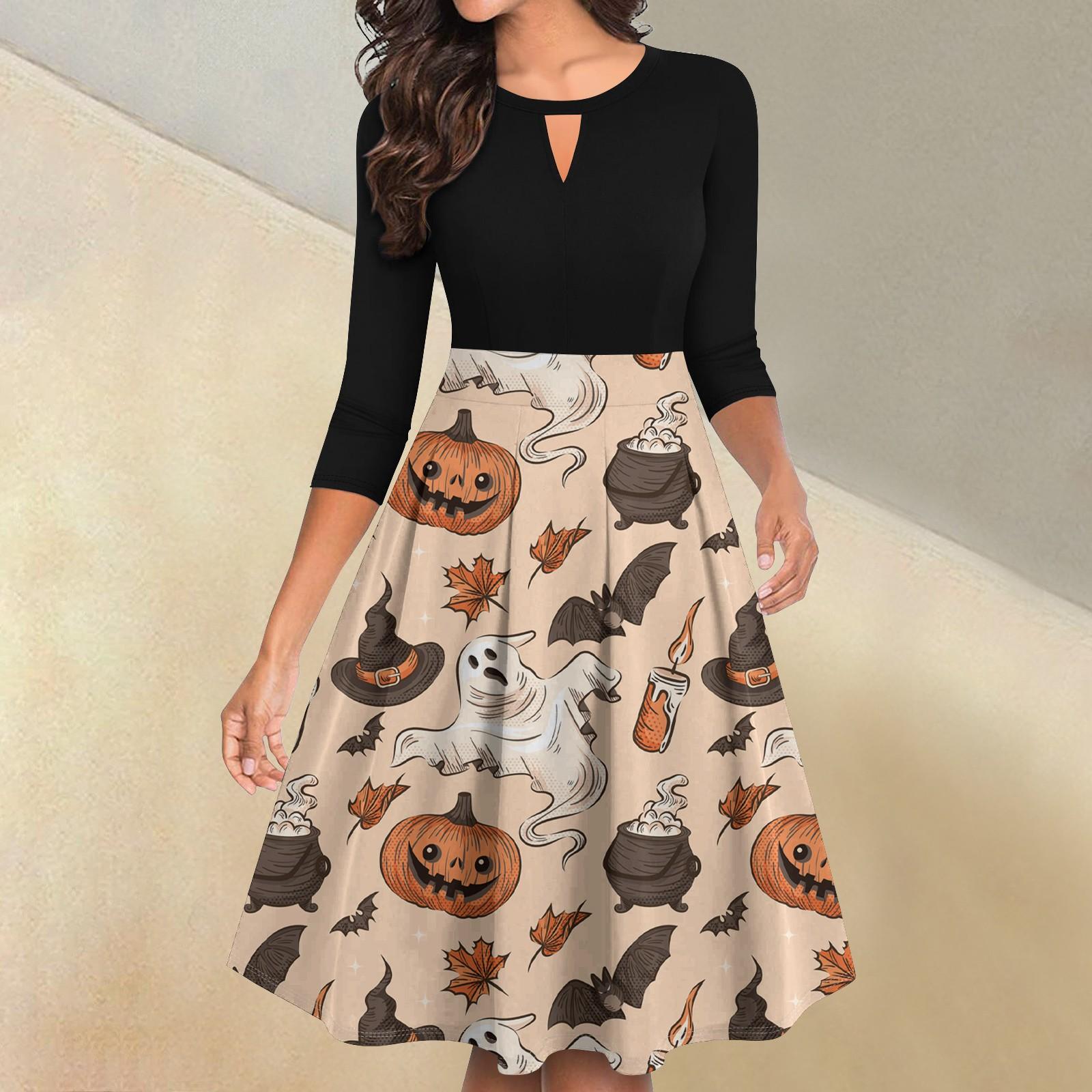 Женские винтажные платья на Хэллоуин с принтом, расклешенные, с рукавами 3/4, повседневные, с разрезом, свободные, для вечеринок XXL бежевый
Женские винтажные платья на Хэллоуин с принтом, расклешенные, с рукавами 3/4, повседневные, с разрезом, свободные, для вечеринок XXL бежевый