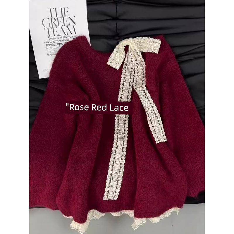 New Year Red Lace Bow Sweater Women Autumn and Winter off-the-Shoulder Design Lazy Loose All-Match Pullover Knit Red S(Suggested 37.50 kg-47.50 kg)
New Year Red Lace Bow Sweater Women Autumn and Winter off-the-Shoulder Design Lazy Loose All-Match Pullover Knit Red S(Suggested 37.50 kg-47.50 kg)