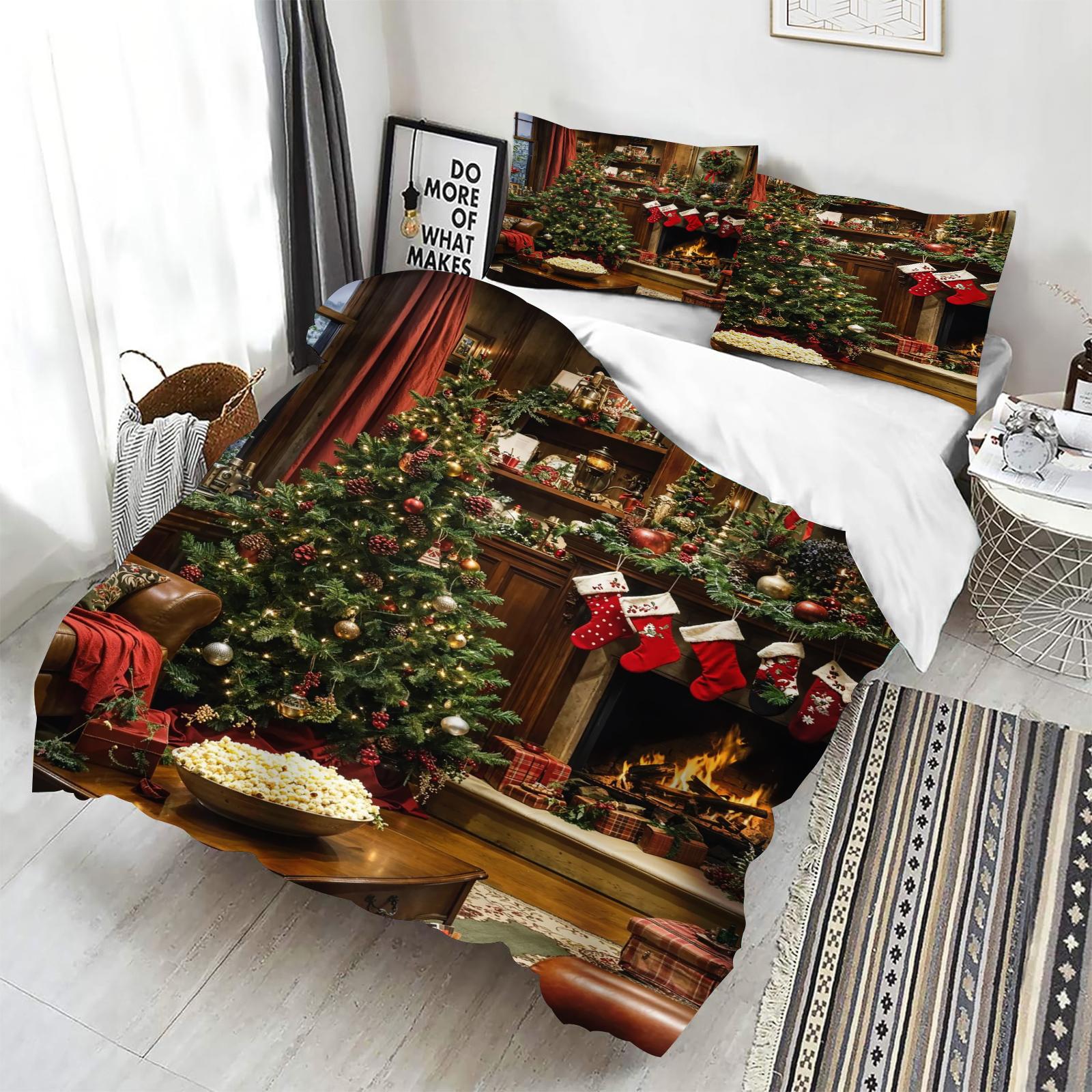 Christmas Home Bedroom Comforte Nordic polyester material, suitable for children and adults, 3-piece set 135x200cm
Christmas Home Bedroom Comforte Nordic polyester material, suitable for children and adults, 3-piece set 135x200cm