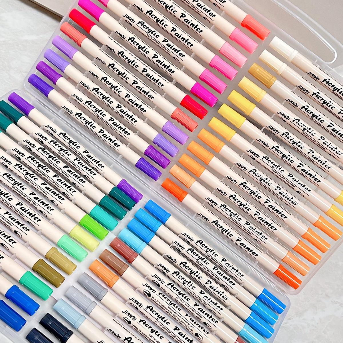 48 Colors Dual Tip Acrylic Paint Marker Pens With Extra Fine Tip and Brush Tip for Wood Rock Glass Ceramic Canvas Paper, DIY Cra
48 Colors Dual Tip Acrylic Paint Marker Pens With Extra Fine Tip and Brush Tip for Wood Rock Glass Ceramic Canvas Paper, DIY Cra