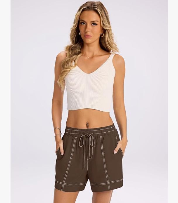Women s Elastic Waistband Casual Shorts with Drawstring, Contrast Stitching, and Pockets (2026) X-Large кавовий
Women s Elastic Waistband Casual Shorts with Drawstring, Contrast Stitching, and Pockets (2026) X-Large кавовий