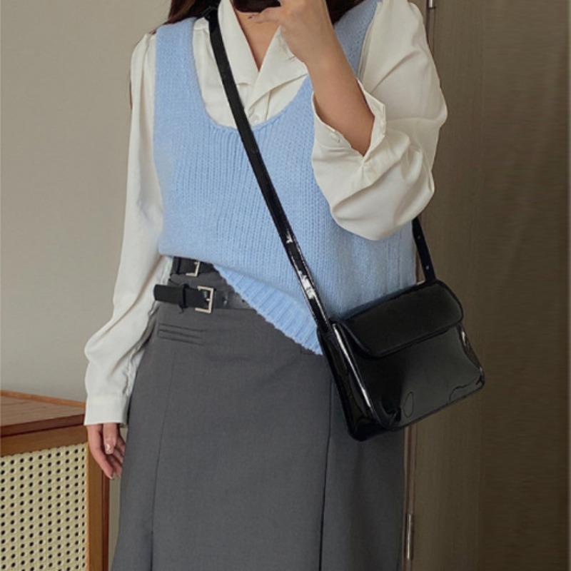 Ретро Красная Кожаная Маленькая Квадратная Сумка, Сумка под Мышку, Модная и Универсальная Квадратная Сумка для Рук, Сумка на Плечо, Сумка через Плечо чёрный