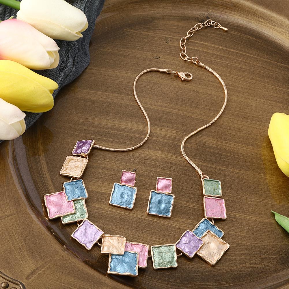Fashion Drip Oil Square Necklace and Earrings Set for Women Accessories New Trendy Gold Color Jewelry Sets Daily Party Prom Gift 42cm plus 6cm
Fashion Drip Oil Square Necklace and Earrings Set for Women Accessories New Trendy Gold Color Jewelry Sets Daily Party Prom Gift 42cm plus 6cm