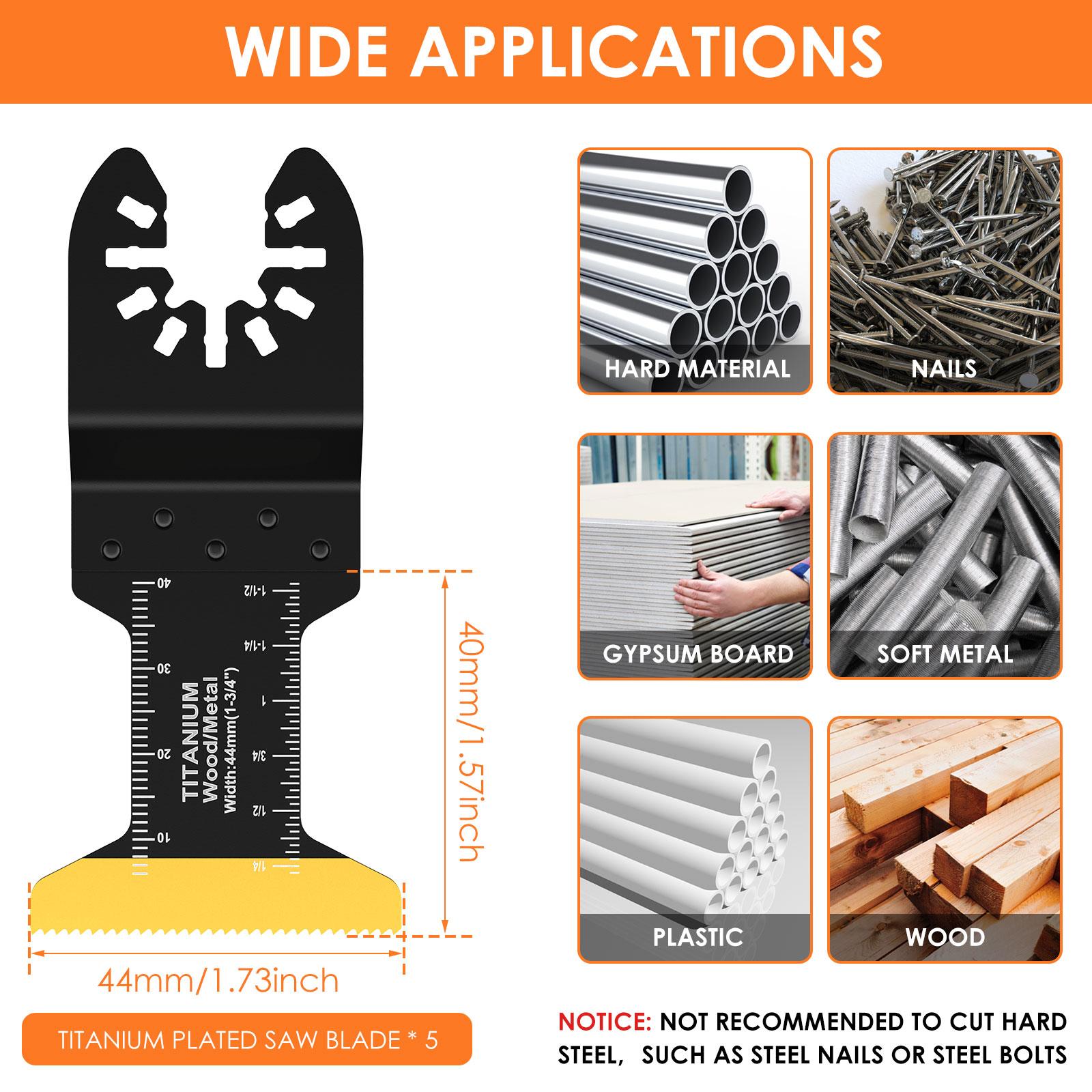 50/5Pcs Curved Edge Oscillating Saw Blade Universal Titanium Bimetal Oscillating Multitool Blade Precise Cut for Cutting Wood
50/5Pcs Curved Edge Oscillating Saw Blade Universal Titanium Bimetal Oscillating Multitool Blade Precise Cut for Cutting Wood