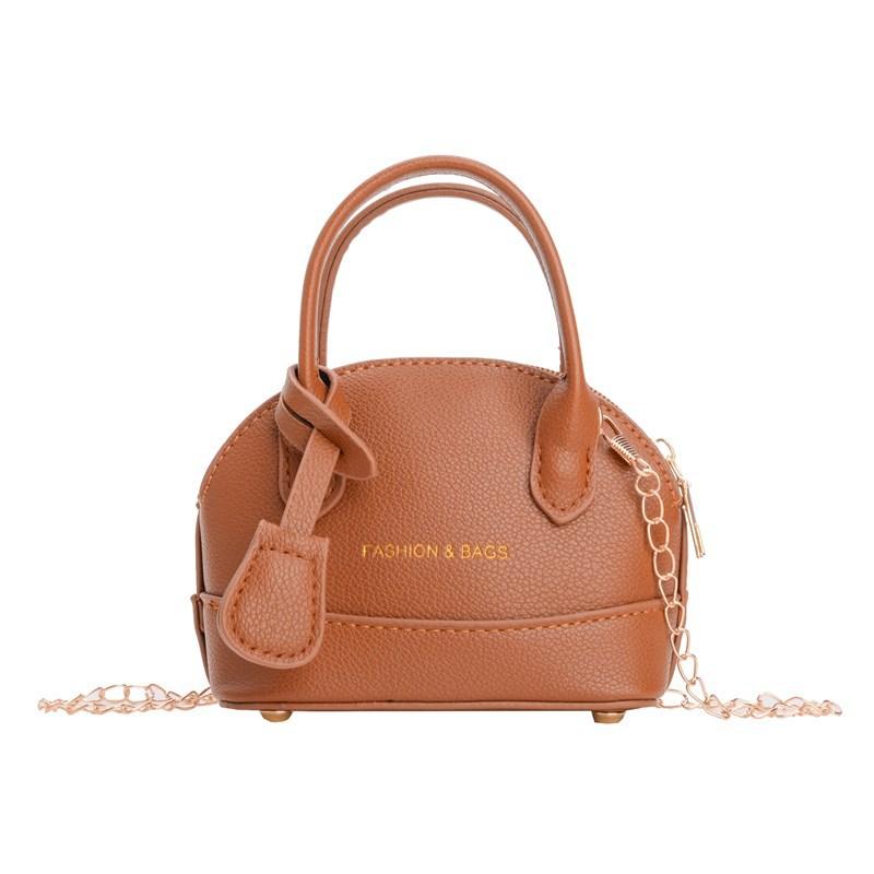 Модная детская сумка-ракушка 2025, новая цепная сумка принцессы, маленькая свежая сумка для девочек, мини-сумка через плечо, прилив one size fits all коричневый