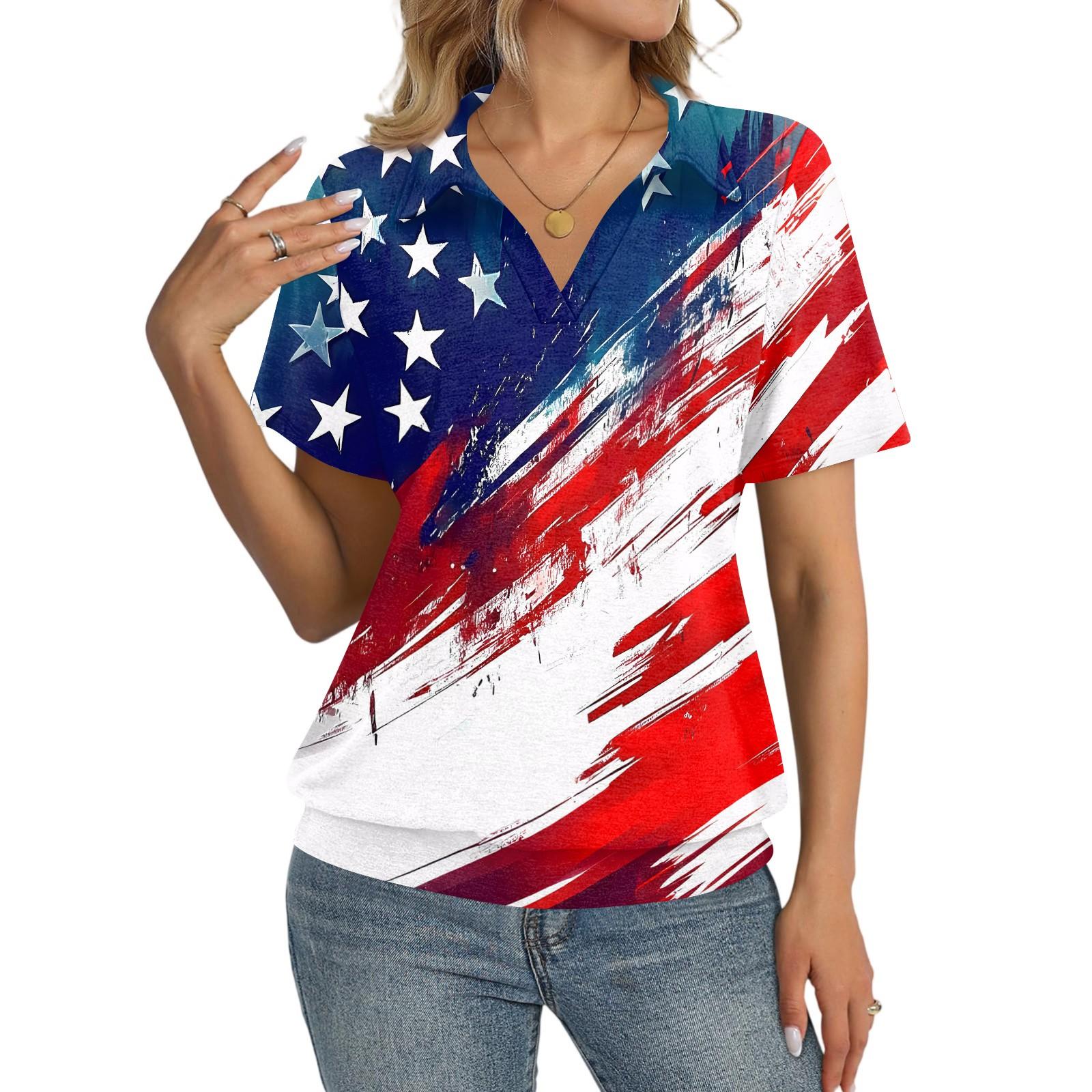 Women Casual Short Sleeve V Neck Top Floral Print Patriotic Style Blouse Loose Fit Lightweight Shirt for Summer XXL білий
Women Casual Short Sleeve V Neck Top Floral Print Patriotic Style Blouse Loose Fit Lightweight Shirt for Summer XXL білий
