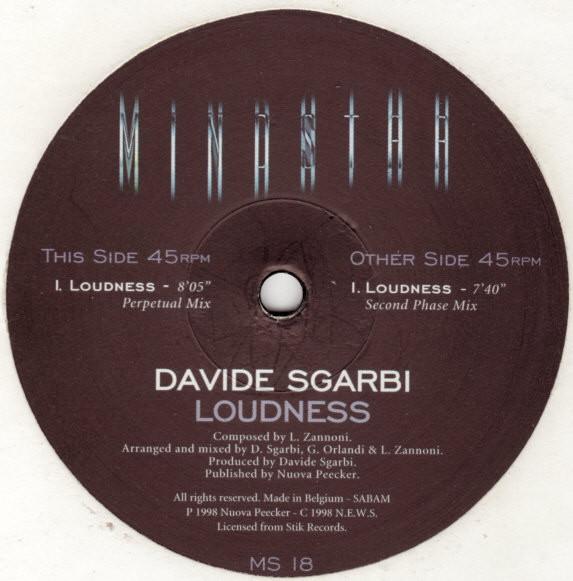 12inch Record DAVIDE SGARBI - Loudness MS18 Mindstar 1998 Belgium Dance & Electronica Used
12inch Record DAVIDE SGARBI - Loudness MS18 Mindstar 1998 Belgium Dance & Electronica Used