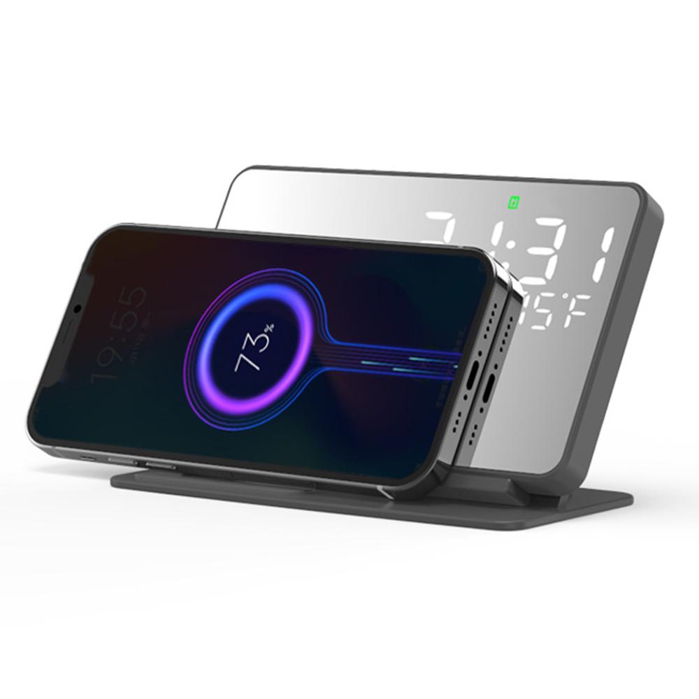 W669B Цифровий будильник 2-в-1 15 Вт Бездротова зарядна станція Дзеркальний годинник для спальні для iWatch/Смартфона/Навушників A
W669B Цифровий будильник 2-в-1 15 Вт Бездротова зарядна станція Дзеркальний годинник для спальні для iWatch/Смартфона/Навушників A