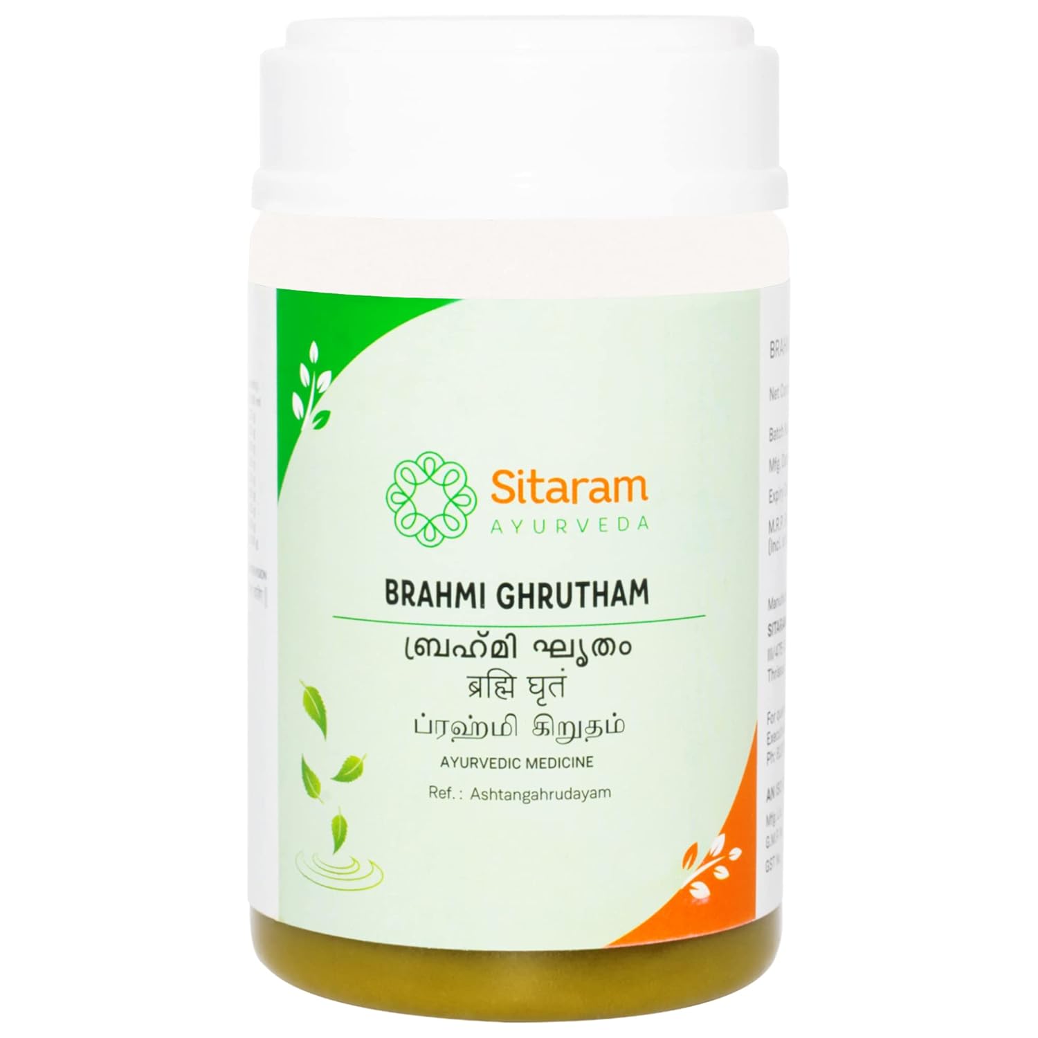 Sitaram Ayurveda Brahmi Ghrit, Kerala Ayurvedic Brahmi Ghritham | 150gm 0.3lbs
Sitaram Ayurveda Brahmi Ghrit, Kerala Ayurvedic Brahmi Ghritham | 150gm 0.3lbs