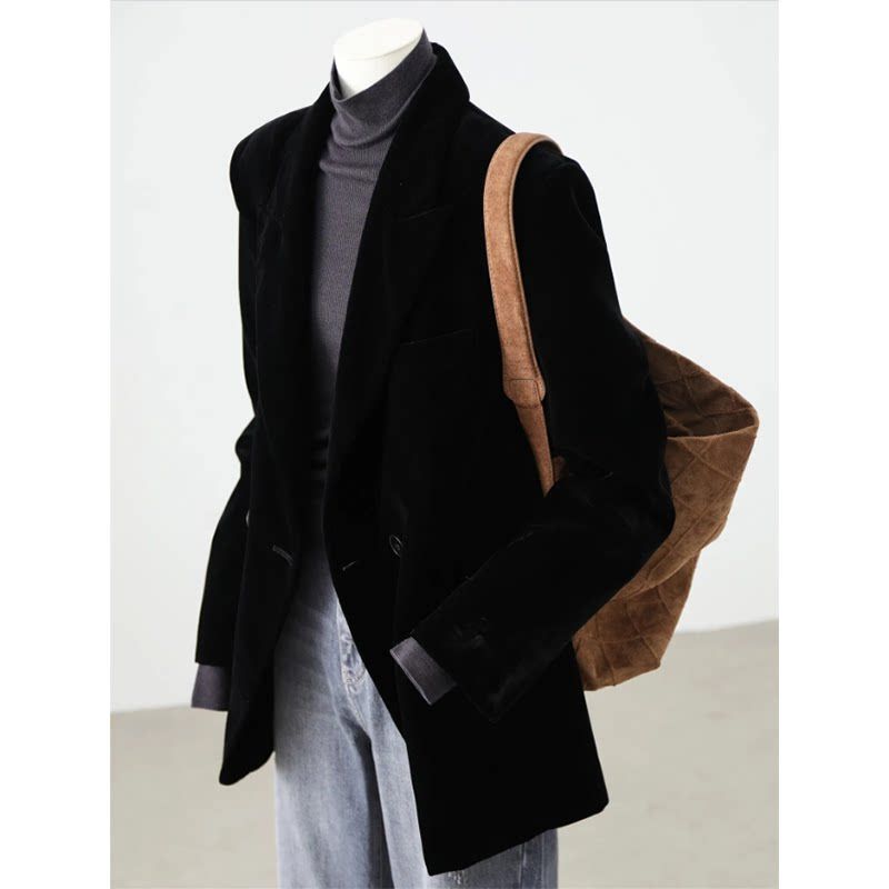 K-style Solid Color Velvet Spring and Autumn All-Match Commuter Suit Black Velvet Jacket S
K-style Solid Color Velvet Spring and Autumn All-Match Commuter Suit Black Velvet Jacket S
