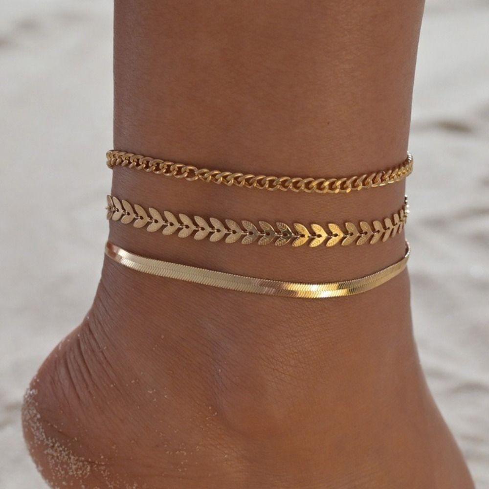3pcs/set Foot Chain Simple Chain Anklets Gold Color Charm Anklet Set Summer Beach Anklets on Leg
3pcs/set Foot Chain Simple Chain Anklets Gold Color Charm Anklet Set Summer Beach Anklets on Leg