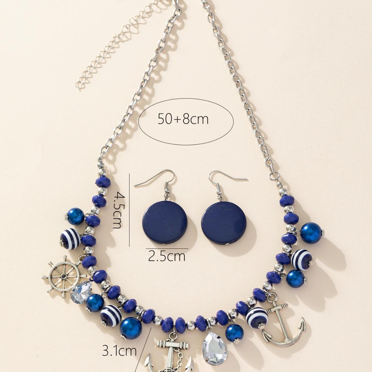 European and American Creative Blue Pendant Necklace Novel Personality Women s Neck Chain Jewelry Set синій
European and American Creative Blue Pendant Necklace Novel Personality Women s Neck Chain Jewelry Set синій