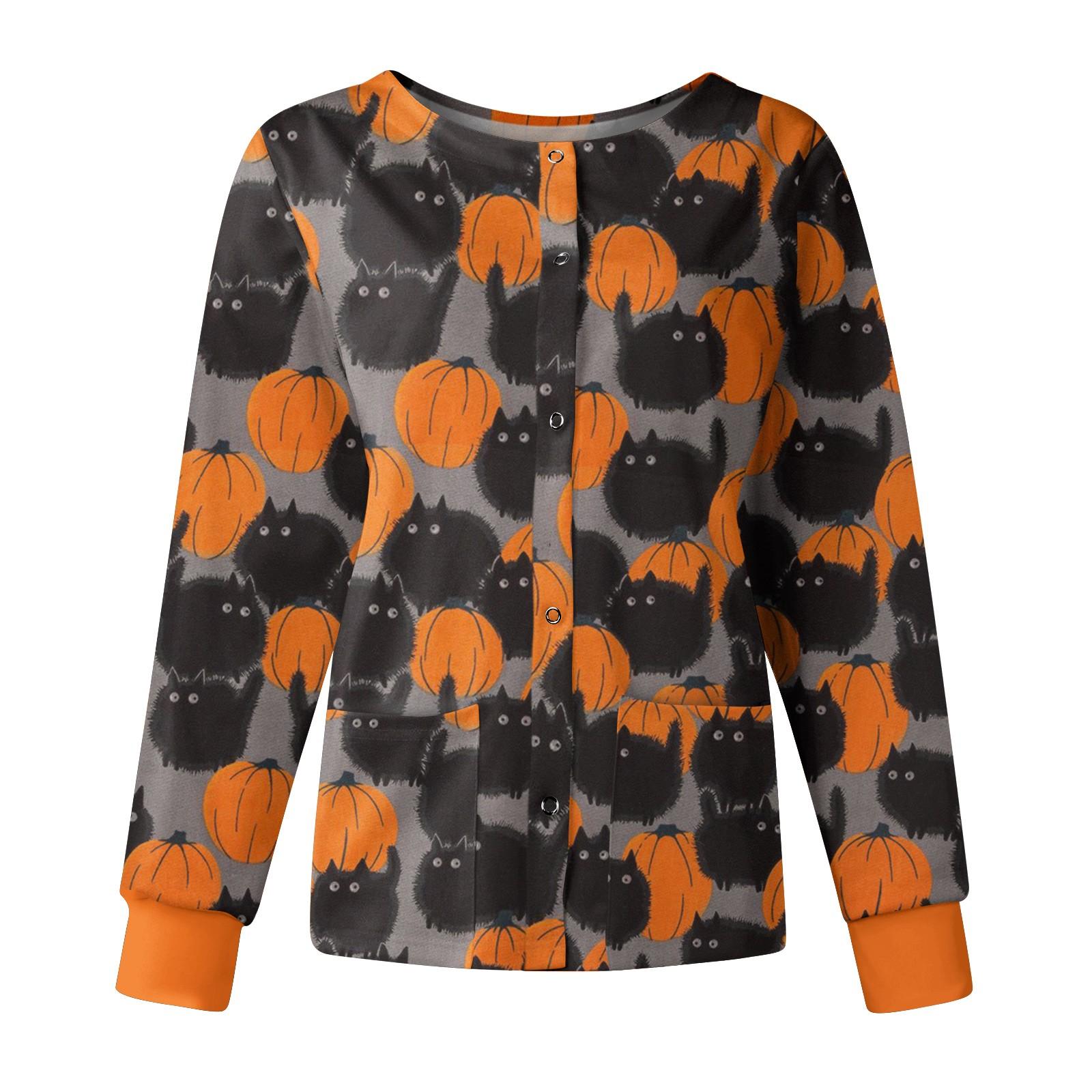 Women Long Sleeve Halloween Pattern Pocket Working Stand-up Collar Single-breasted Protective Overalls Jacket Top XXL помаранчевий
Women Long Sleeve Halloween Pattern Pocket Working Stand-up Collar Single-breasted Protective Overalls Jacket Top XXL помаранчевий