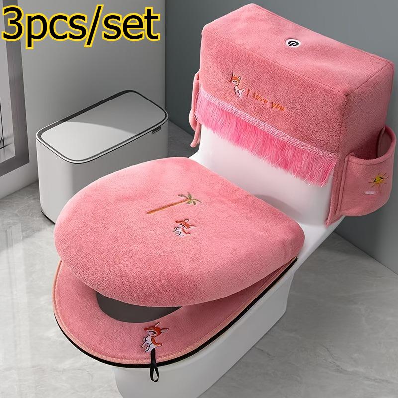 3pcs/set Toilet Seat Cover Set Home Bathroom Dustproof Toilet Lid Cover with Storage Pockets Soft Plush Toilet Cushion Set рожевий
3pcs/set Toilet Seat Cover Set Home Bathroom Dustproof Toilet Lid Cover with Storage Pockets Soft Plush Toilet Cushion Set рожевий