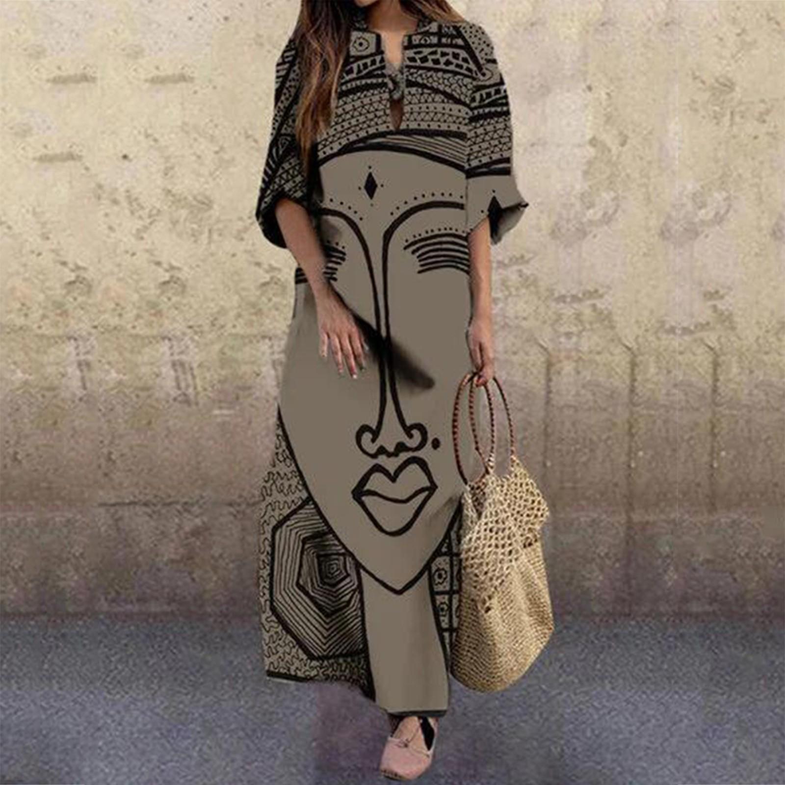 Женское повседневное модное платье с принтом в стиле бохо с v-образным вырезом и большим распашным рукавом макси-платье XXL кофейный
Женское повседневное модное платье с принтом в стиле бохо с v-образным вырезом и большим распашным рукавом макси-платье XXL кофейный