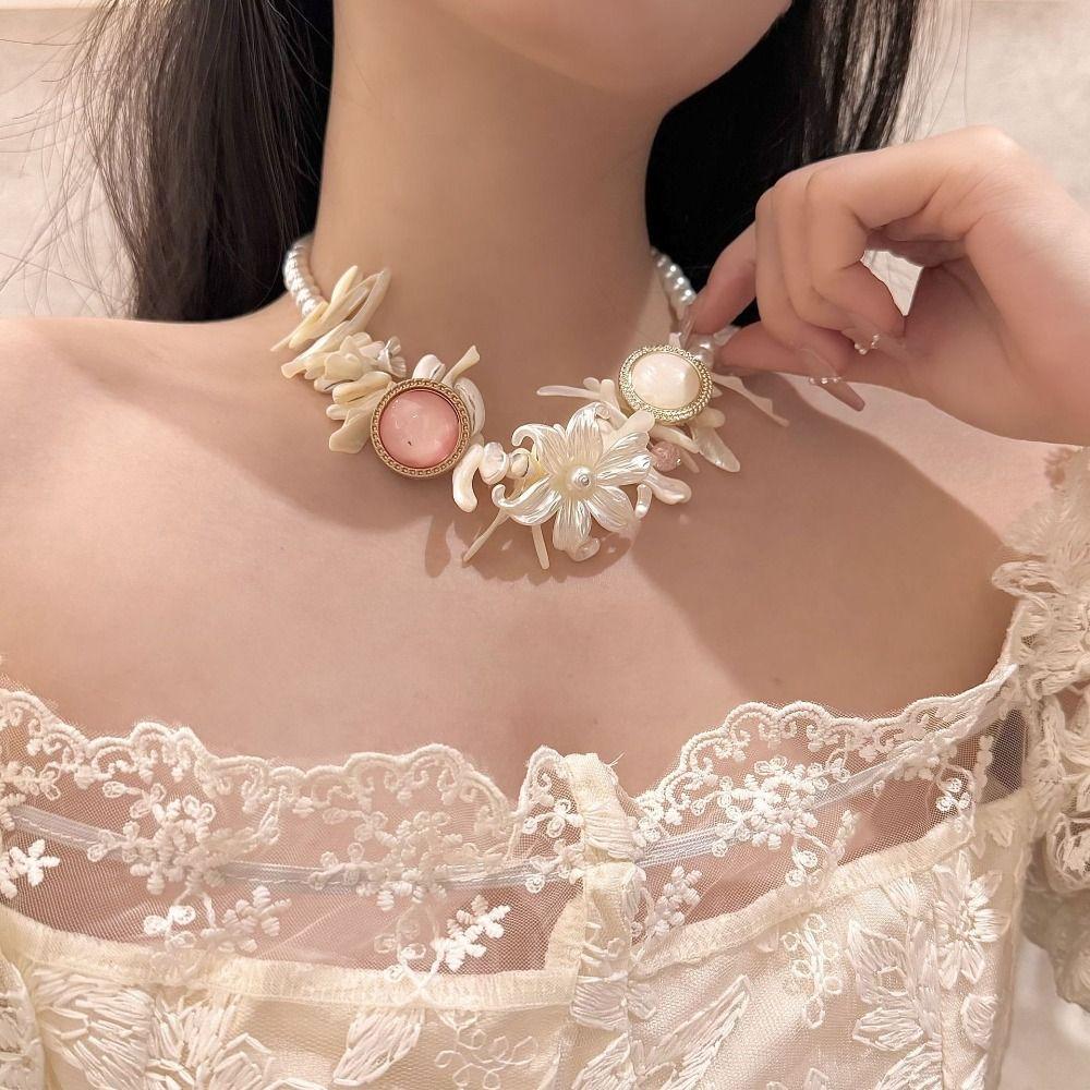 Sweet Iris Flower Pendant Necklace Resin Pearl Beaded Choker Fashion Beach Necklace Jewelry Party білий
Sweet Iris Flower Pendant Necklace Resin Pearl Beaded Choker Fashion Beach Necklace Jewelry Party білий