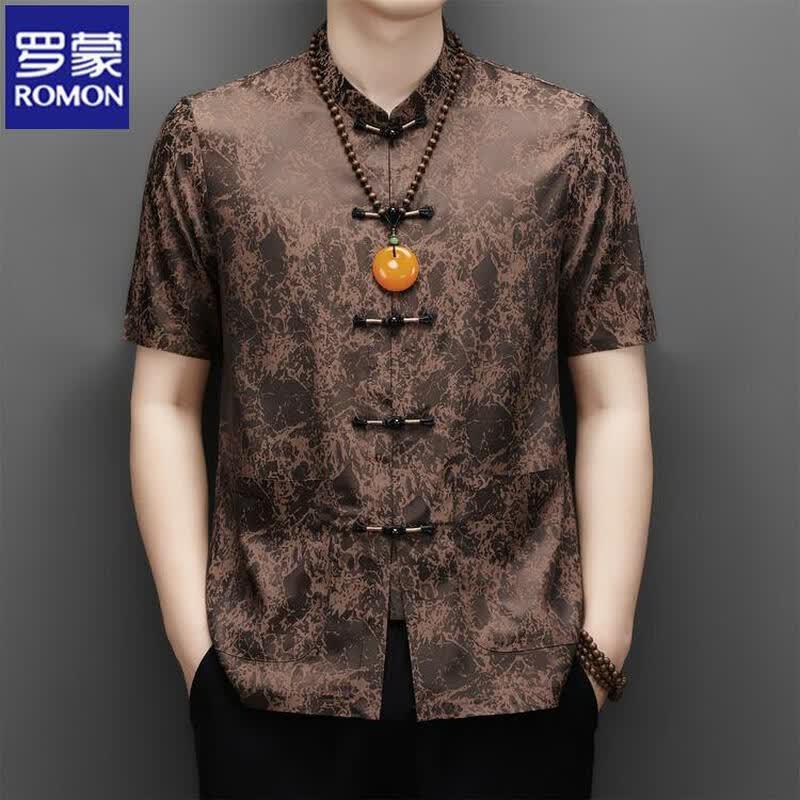 ROMON Men s Chinese Style Short Sleeve Tang Suit Shirt 180
ROMON Men s Chinese Style Short Sleeve Tang Suit Shirt 180