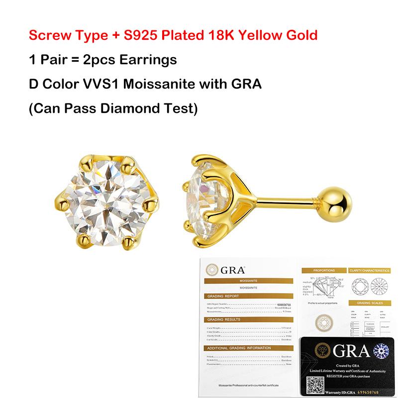 EWYA 0.2/0.5/2ct D Color Moissanite Screw Stud Earrings for Women Men Silver 925 Plated Pass Diamond Test 6 Prong Earring 0.2ct(3.5mm)and0.2ct
EWYA 0.2/0.5/2ct D Color Moissanite Screw Stud Earrings for Women Men Silver 925 Plated Pass Diamond Test 6 Prong Earring 0.2ct(3.5mm)and0.2ct