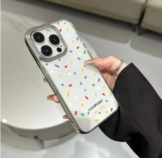 Silver Electroplated Frame with Colorful Dots for Apple 17 Pro Max, 16 Transparent, 15 Simple, 14/13 Pro Apple 11 Pro
Silver Electroplated Frame with Colorful Dots for Apple 17 Pro Max, 16 Transparent, 15 Simple, 14/13 Pro Apple 11 Pro