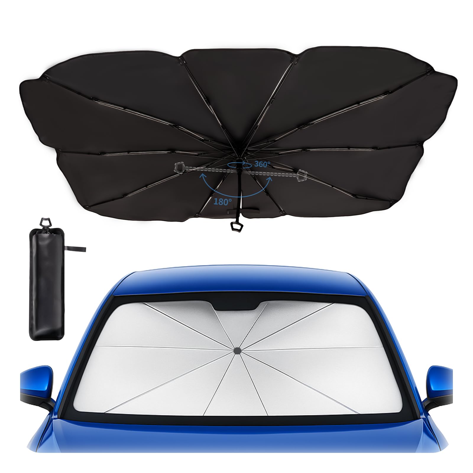 2025 Автомобильное переднее складное центральное 10 стекловолоконное зеркало заднего вида ТПУ центральный стержень не повредит интерьер автомобильное стекло свет тепло УФ легкое солнце автомобильное тепловое хранение чёрный