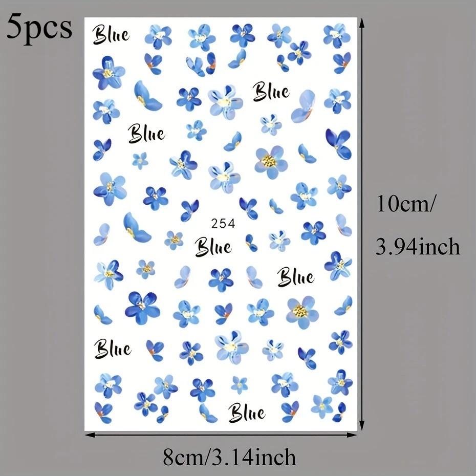 5pcs Watercolor Nail Stickers Blue Flower Self-Adhesive Hypoallergenic Glossy Finish Summer Floral for Manicure Nail Art Decor
5pcs Watercolor Nail Stickers Blue Flower Self-Adhesive Hypoallergenic Glossy Finish Summer Floral for Manicure Nail Art Decor