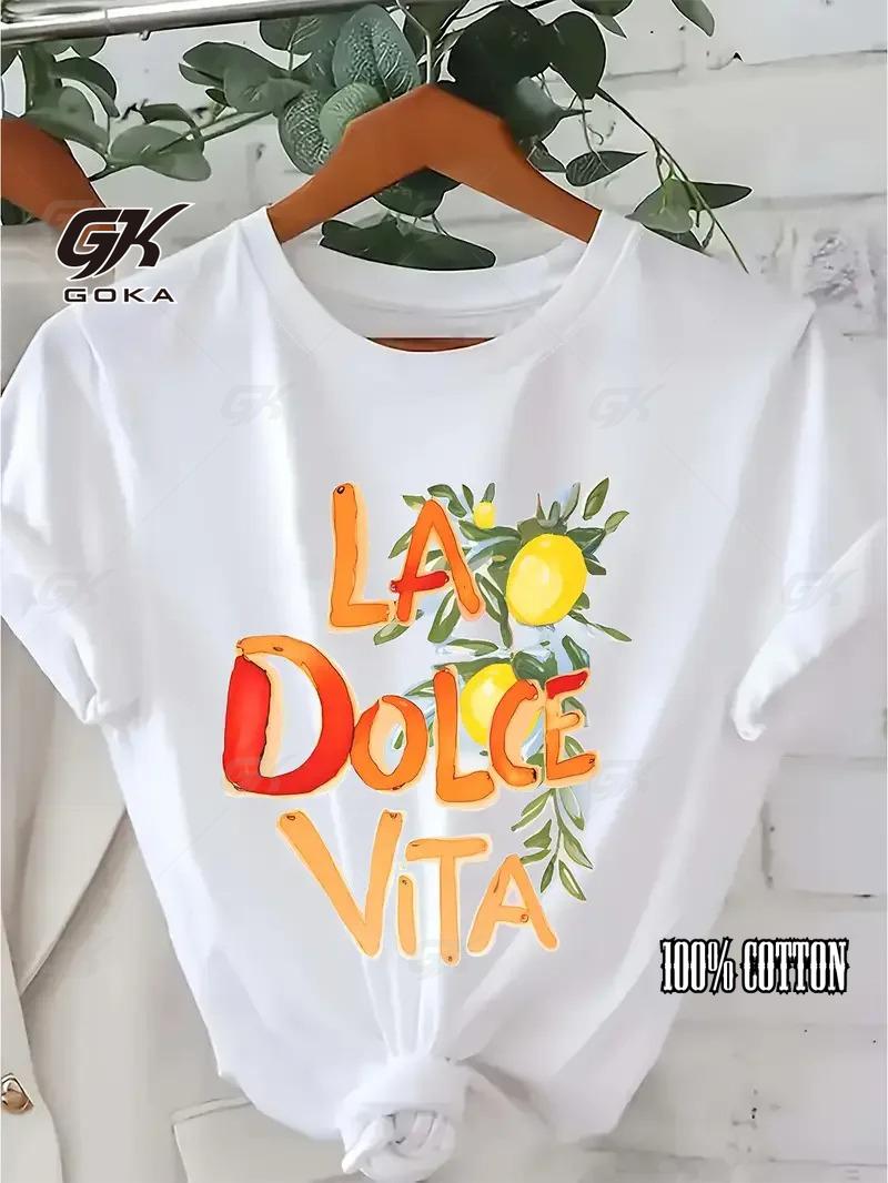 T Shirt La Dolce Vita Lemon Print Short Sleeve Clothing Women s Personality T-Shirt Harajuku Graphic Clothing Women s Top Tee S
T Shirt La Dolce Vita Lemon Print Short Sleeve Clothing Women s Personality T-Shirt Harajuku Graphic Clothing Women s Top Tee S