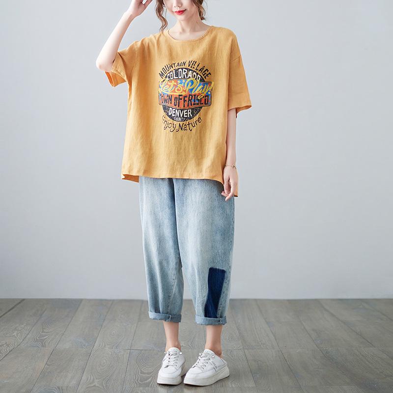 2026 Summer Women s Artistic Cotton Linen Short Sleeve Plus Size Slimming Comfortable Printed Versatile T-shirt 2XL жёлтый
2026 Summer Women s Artistic Cotton Linen Short Sleeve Plus Size Slimming Comfortable Printed Versatile T-shirt 2XL жёлтый
