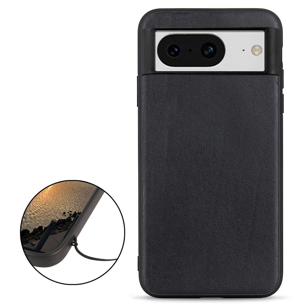 For Google Pixel 8 Shockproof Phone Case Textured Genuine Leather Coated TPU Phone Cover Black
For Google Pixel 8 Shockproof Phone Case Textured Genuine Leather Coated TPU Phone Cover Black