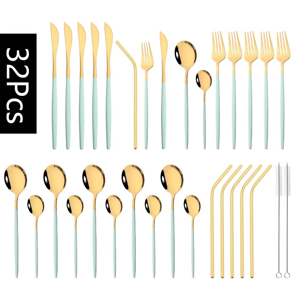 32Pcs Red Gold Dinnerware Stainless Steel Cutlery Set Knife Fork Tea Spoon Drink Straw Flatware Set Kitchen Flatware Tableware
32Pcs Red Gold Dinnerware Stainless Steel Cutlery Set Knife Fork Tea Spoon Drink Straw Flatware Set Kitchen Flatware Tableware
