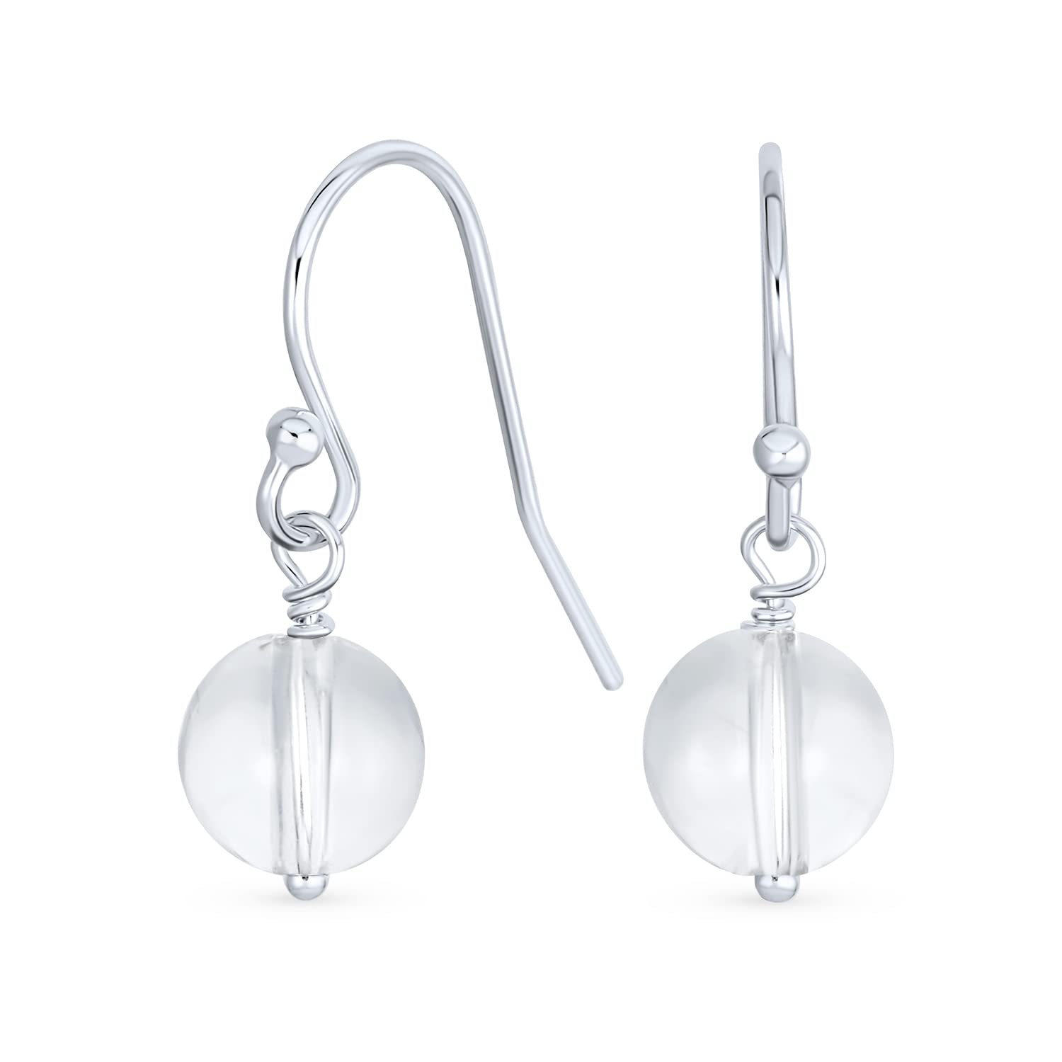 Dangle French Fishhook Wire Ball Drop Earrings with Simple Clear Chalcedony Crystal Gemstones for Sterling Round Women. .925 Silver
Dangle French Fishhook Wire Ball Drop Earrings with Simple Clear Chalcedony Crystal Gemstones for Sterling Round Women. .925 Silver