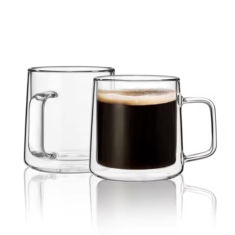 Double Wall Set of 2 Double Layer Glass Made of Borosilicate Temperature Resistance Double Wall Structure Mug Mug, Glass, -20~150℃, (Coffee (355ml)) чистий
Double Wall Set of 2 Double Layer Glass Made of Borosilicate Temperature Resistance Double Wall Structure Mug Mug, Glass, -20~150℃, (Coffee (355ml)) чистий
