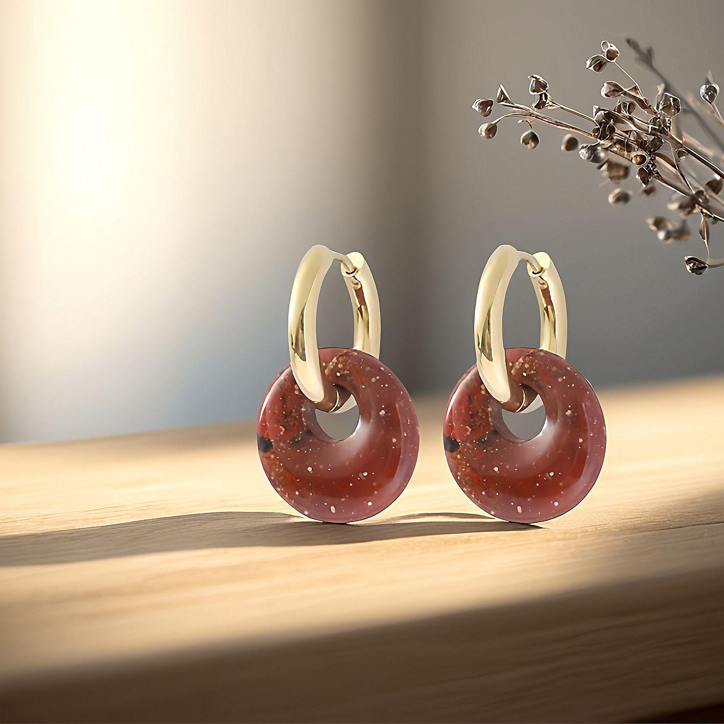 Premium Natural Stone Crystal Donut Earrings Fashion Commuter Safety Buckle Earrings Stainless Steel Earrings Jewelry
Premium Natural Stone Crystal Donut Earrings Fashion Commuter Safety Buckle Earrings Stainless Steel Earrings Jewelry