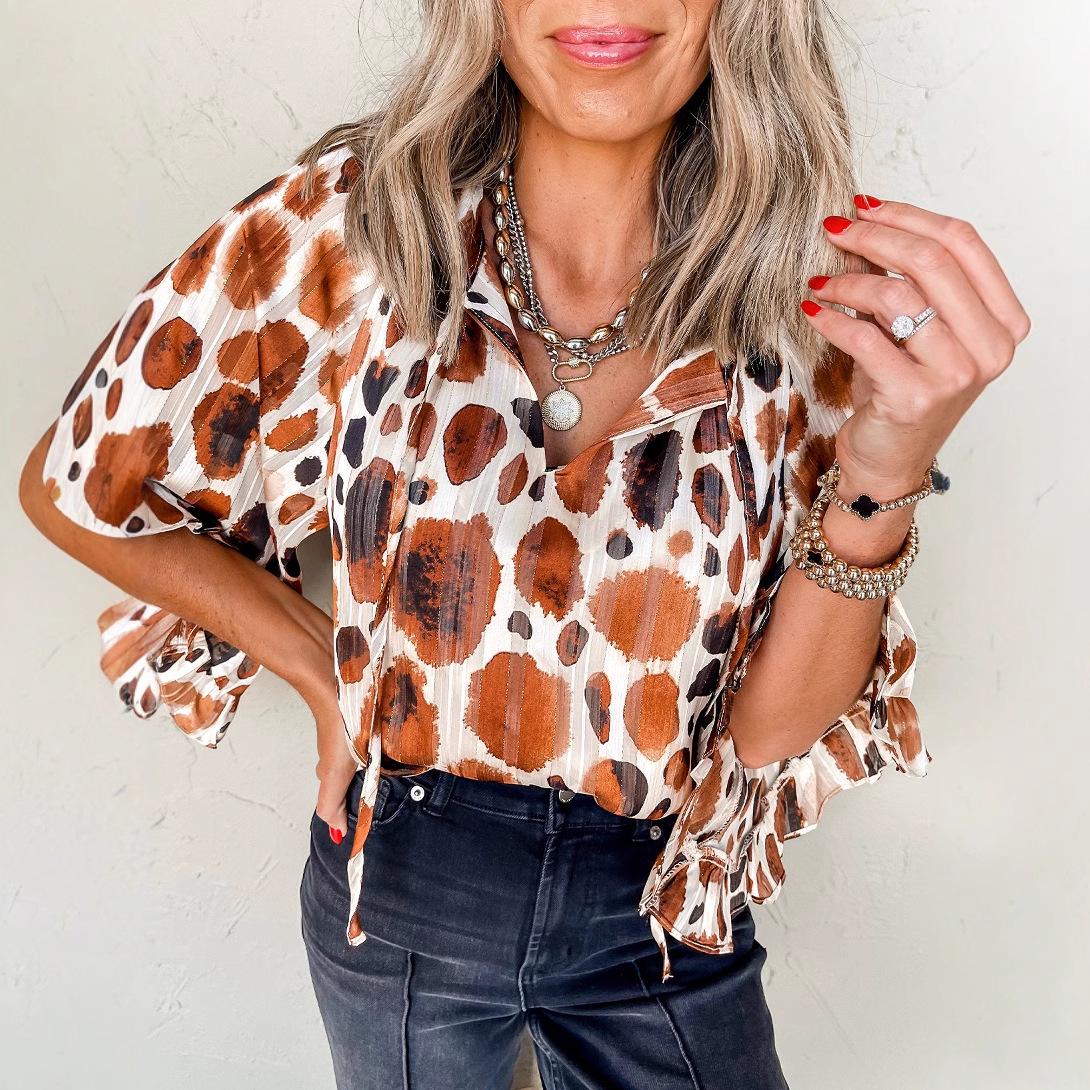 Shiying Autumn Abstract Leopard V-Neck Pullover Women s Fashion Ruffle Sleeve Chiffon Top S зелений
Shiying Autumn Abstract Leopard V-Neck Pullover Women s Fashion Ruffle Sleeve Chiffon Top S зелений