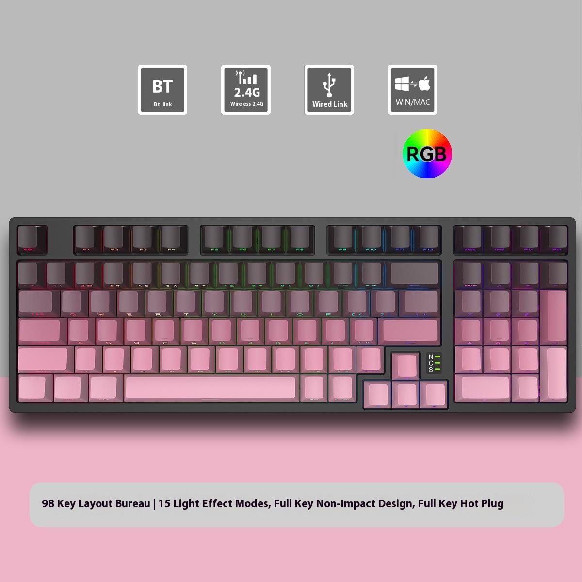Y-FRUITFUL K98Pro 98 Keys Mechanical Keyboard Triple Mode Hot Swappable Gaming Keyboard with RGB Backlit Style A
Y-FRUITFUL K98Pro 98 Keys Mechanical Keyboard Triple Mode Hot Swappable Gaming Keyboard with RGB Backlit Style A