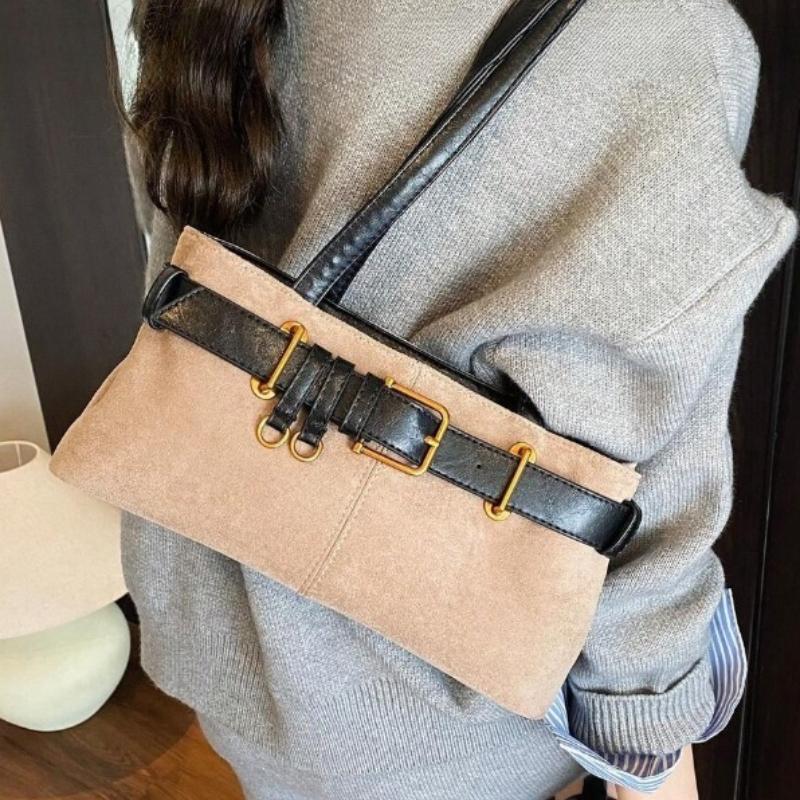 Retro Brown Suede Shoulder Underarm Bag, Fashionable Casual Tote Crossbody Purse with Gold Buckle for Office Women Everyday Use
Retro Brown Suede Shoulder Underarm Bag, Fashionable Casual Tote Crossbody Purse with Gold Buckle for Office Women Everyday Use