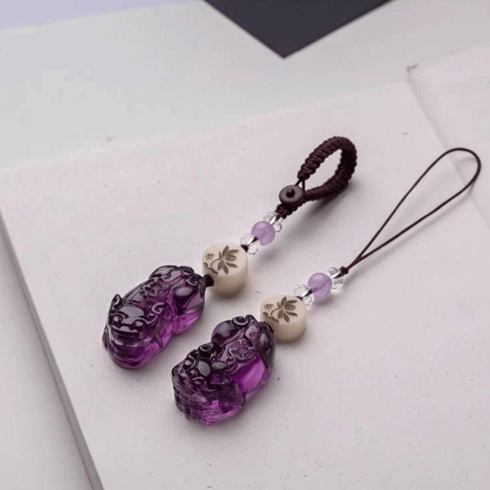 Hand-woven Rope Amethyst Pixiu Key Chain Ping an Car Key Ring Phone Hanging Rope Phone Pendent Style 1
Hand-woven Rope Amethyst Pixiu Key Chain Ping an Car Key Ring Phone Hanging Rope Phone Pendent Style 1