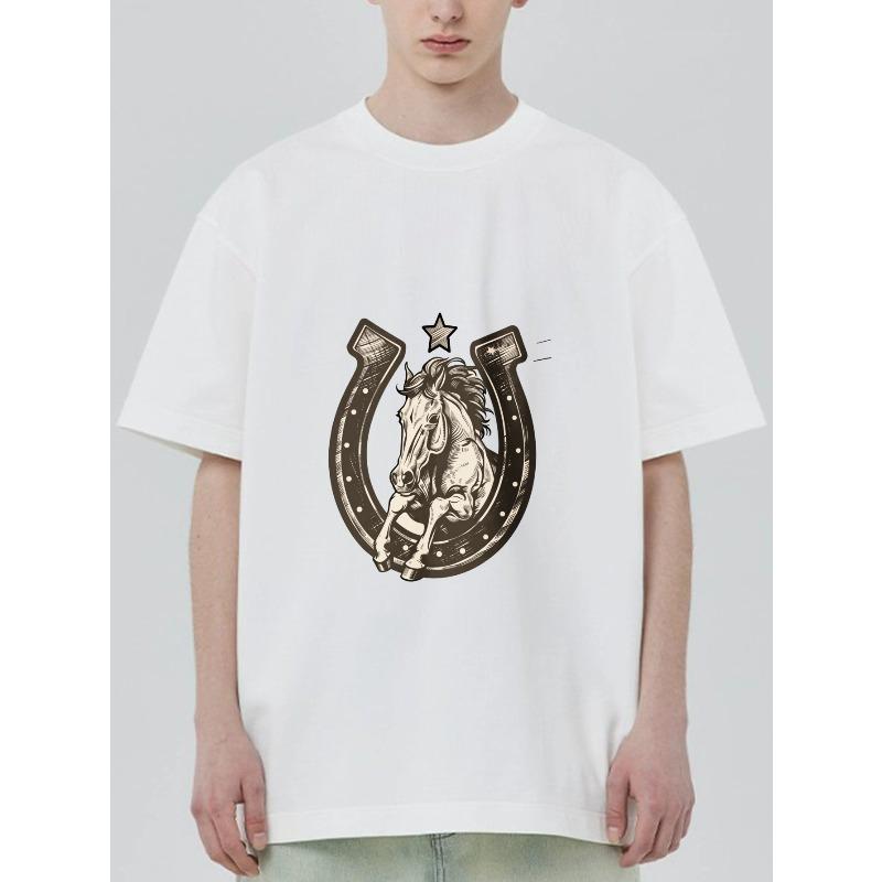 Black T Shirt Horse And Horseshoe Print Casual Wear For Men And Women XXXXL білий
Black T Shirt Horse And Horseshoe Print Casual Wear For Men And Women XXXXL білий