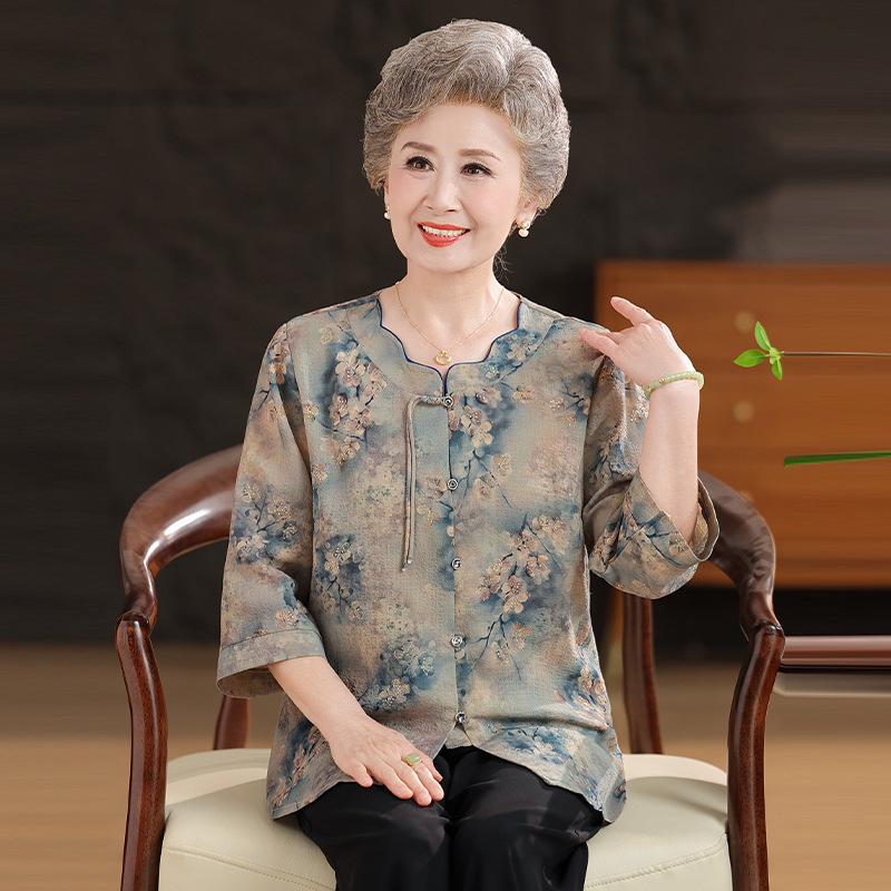 Elegant Mulberry Silk Mid-Sleeve Top for Middle-Aged and Elderly Women - Versatile Summer Style 3XL (120-135 lbs) серый/синий
Elegant Mulberry Silk Mid-Sleeve Top for Middle-Aged and Elderly Women - Versatile Summer Style 3XL (120-135 lbs) серый/синий