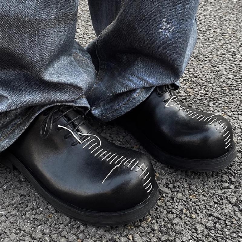 Fashion handmade Casual Men Shoes Hand-stitched Design Derby Shoes Leather Thick Sole Big Round Toe Shoes 38
Fashion handmade Casual Men Shoes Hand-stitched Design Derby Shoes Leather Thick Sole Big Round Toe Shoes 38