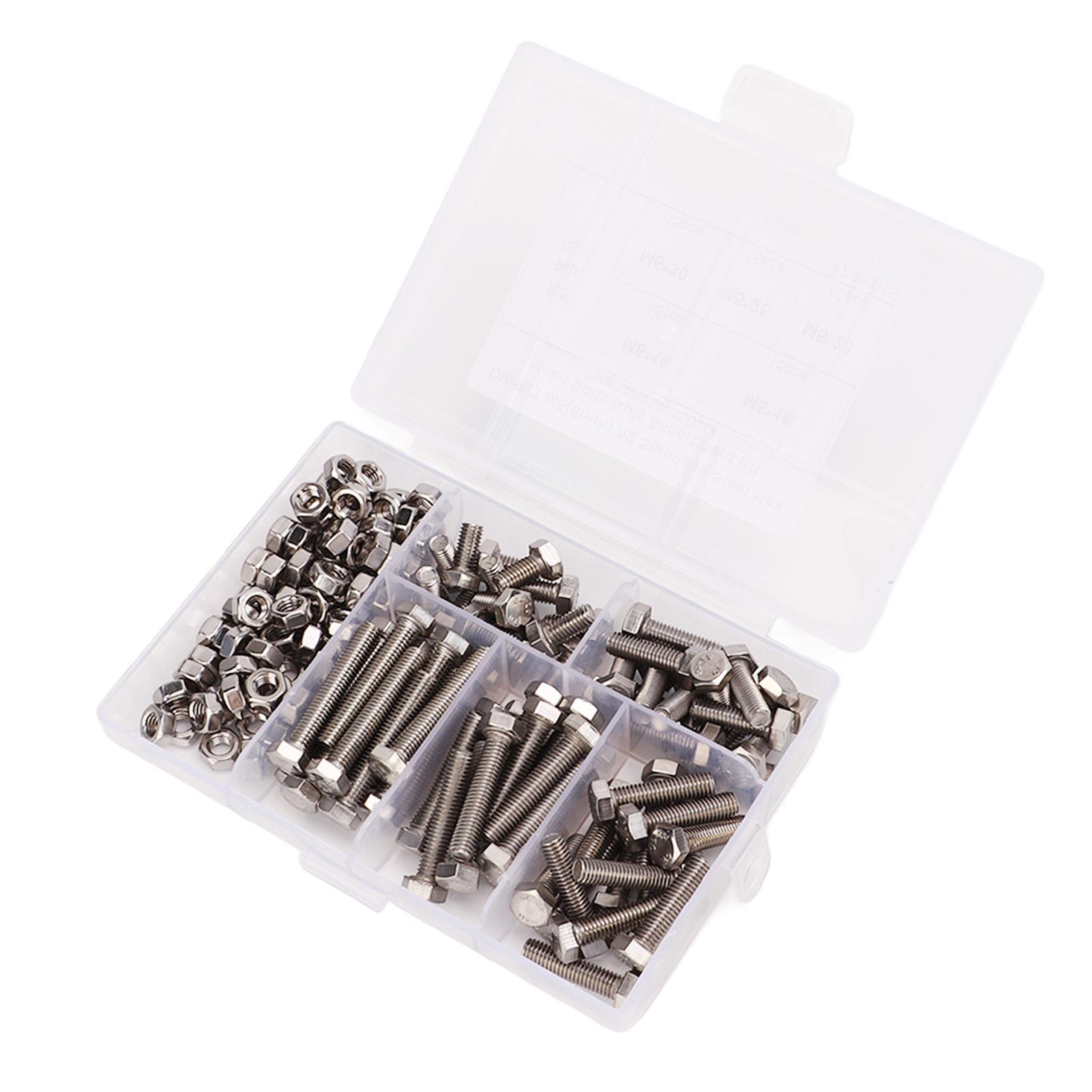 M5 Screw Fastener Set 304 Stainless Steel Hex Bolts and Nuts Assortment Kit with Storage Box
M5 Screw Fastener Set 304 Stainless Steel Hex Bolts and Nuts Assortment Kit with Storage Box