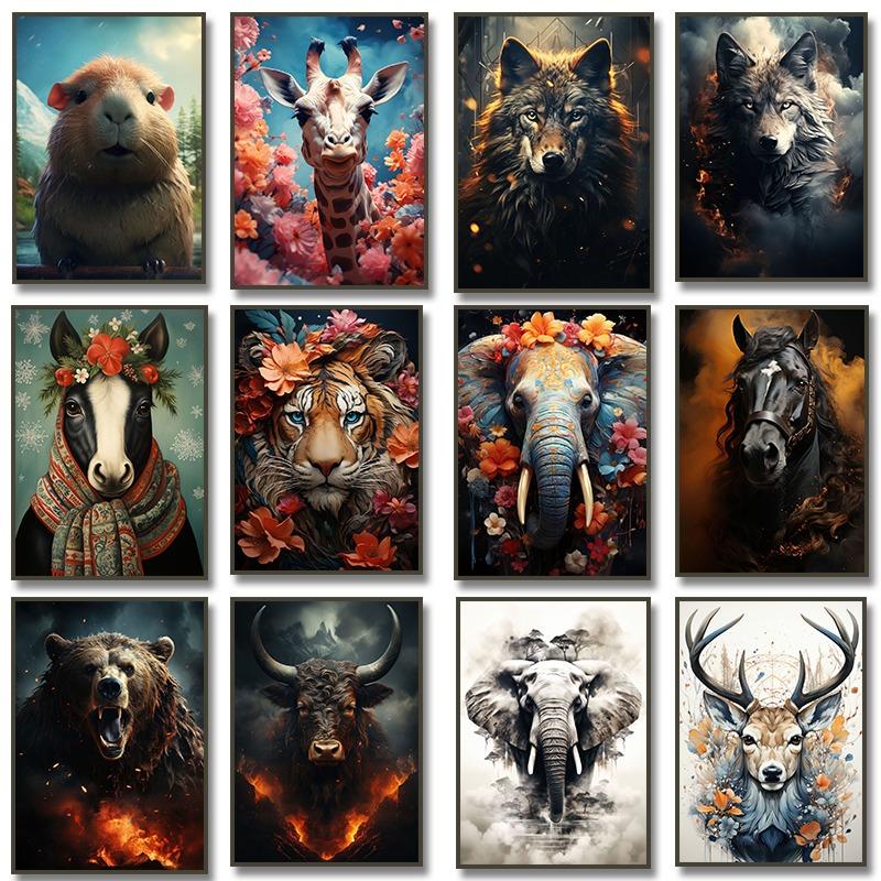 Lion Giraffe Elephant Monkey in Flower Jungle Horse Wolf Art Posters Wild Animal Canvas Painting Print Wall Picture Home Decor 21cm×30cm NoFrame
Lion Giraffe Elephant Monkey in Flower Jungle Horse Wolf Art Posters Wild Animal Canvas Painting Print Wall Picture Home Decor 21cm×30cm NoFrame