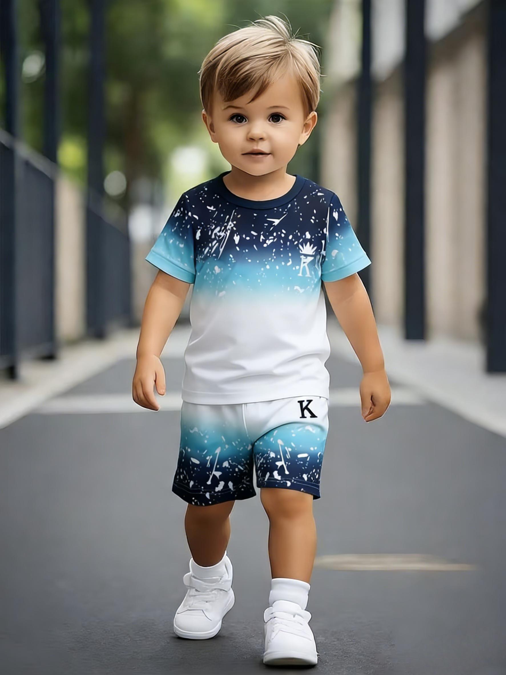 Toddler Boys Cool Gradient Splash Print 2-Piece Outfit, Summer King Themed Clothes for Kids, Perfect for Playwear & Outdoor 1-2Y синий
Toddler Boys Cool Gradient Splash Print 2-Piece Outfit, Summer King Themed Clothes for Kids, Perfect for Playwear & Outdoor 1-2Y синий