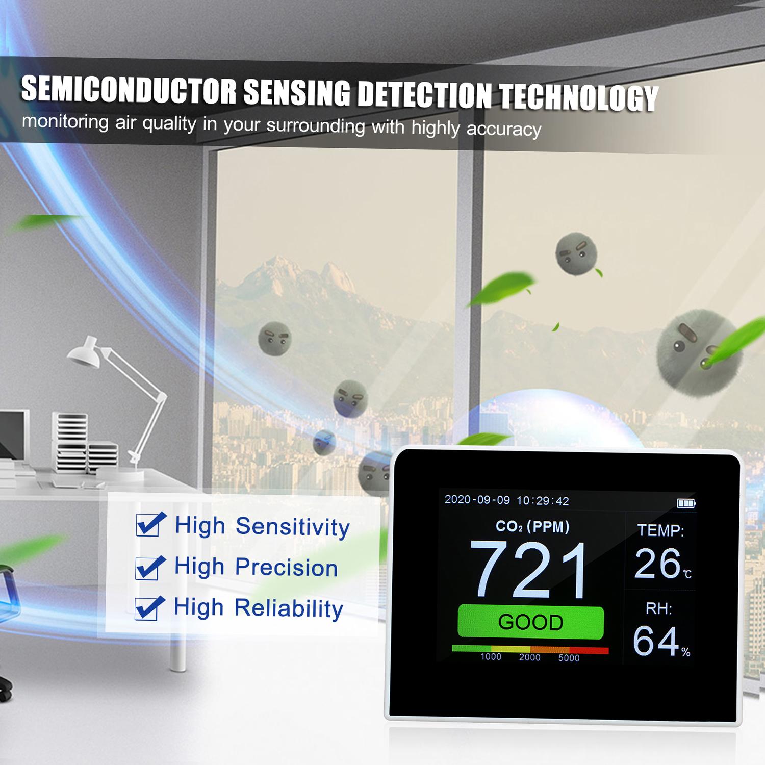 Desktop CO2CelsiusRHCelsiusTemp. 3-in-1 Multifunctional Quality Detector Temperature Humidity Monitor IndoorCelsiusOutdoor CO2 Meter Tester 3.5-in
Desktop CO2CelsiusRHCelsiusTemp. 3-in-1 Multifunctional Quality Detector Temperature Humidity Monitor IndoorCelsiusOutdoor CO2 Meter Tester 3.5-in