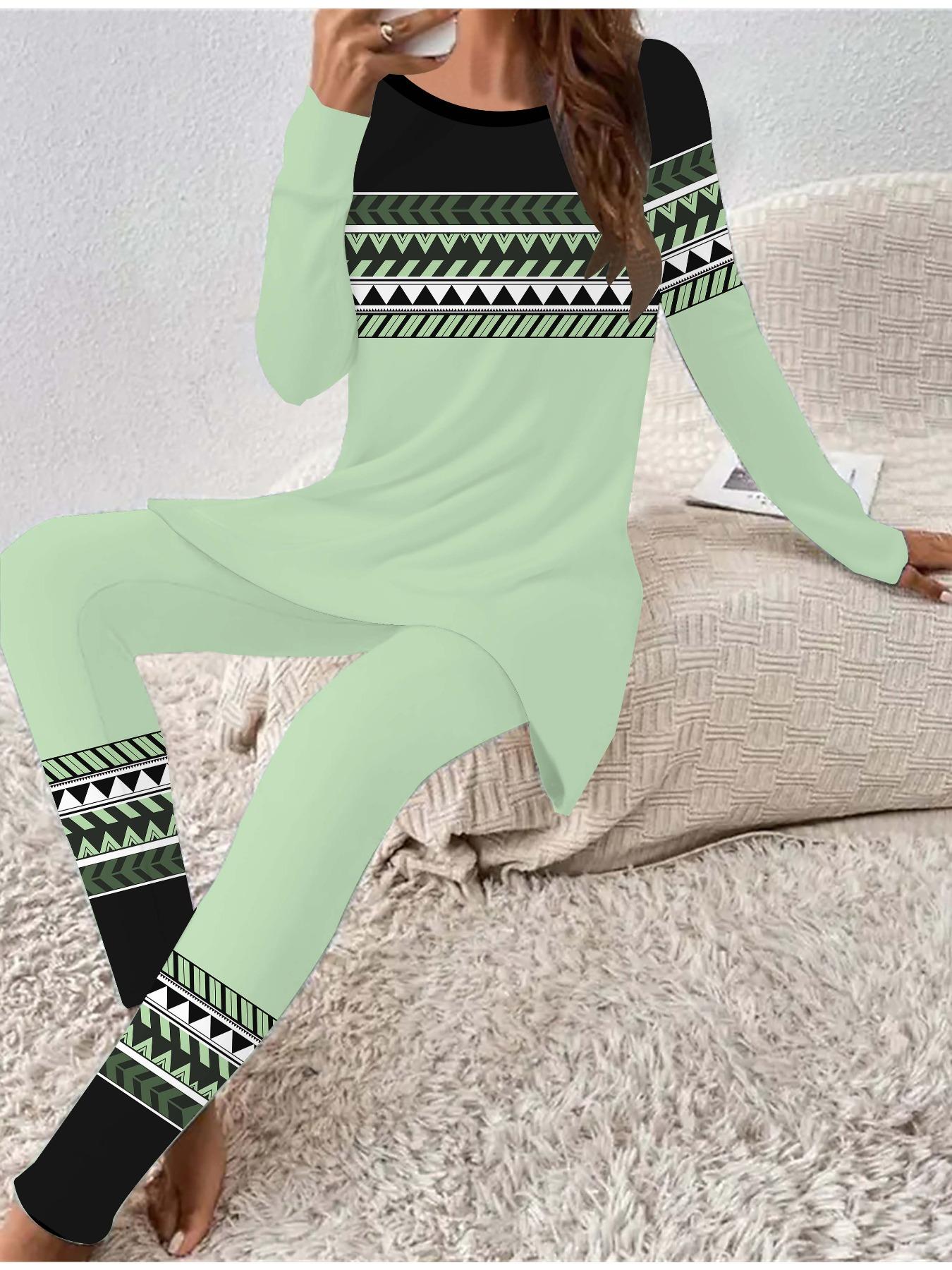 Euro-American Fashion 3D Retro Printed Women s Four-season Long-sleeved T-shirt + Long Pants Two-piece Set. Perfect Gift for New Year & Christmas 8XL зелений
Euro-American Fashion 3D Retro Printed Women s Four-season Long-sleeved T-shirt + Long Pants Two-piece Set. Perfect Gift for New Year & Christmas 8XL зелений