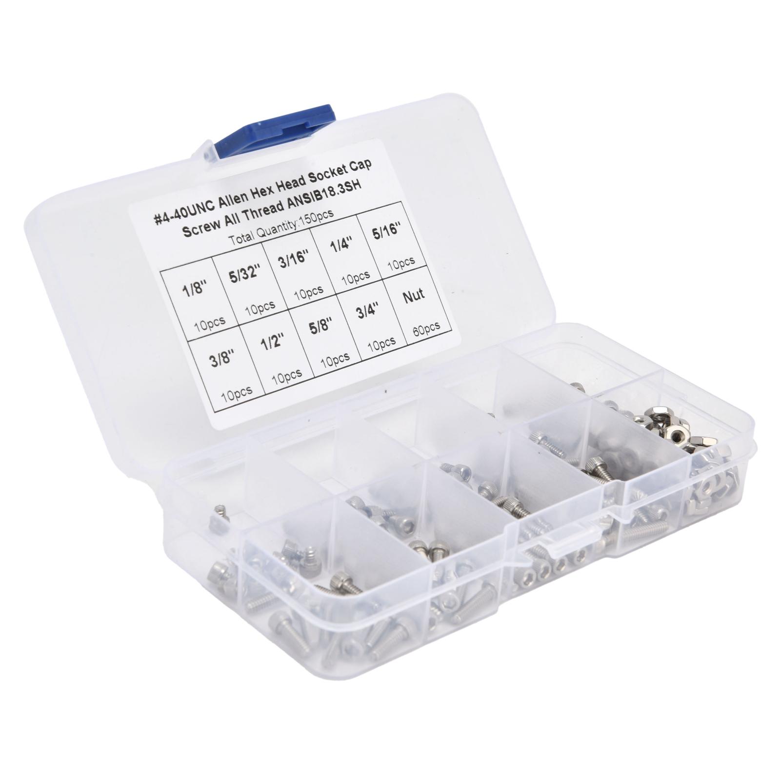 Набор винтов и гаек с шестигранной головкой, 150 шт., из нержавеющей стали, коррозионностойкие, промышленные аксессуары
Набор винтов и гаек с шестигранной головкой, 150 шт., из нержавеющей стали, коррозионностойкие, промышленные аксессуары