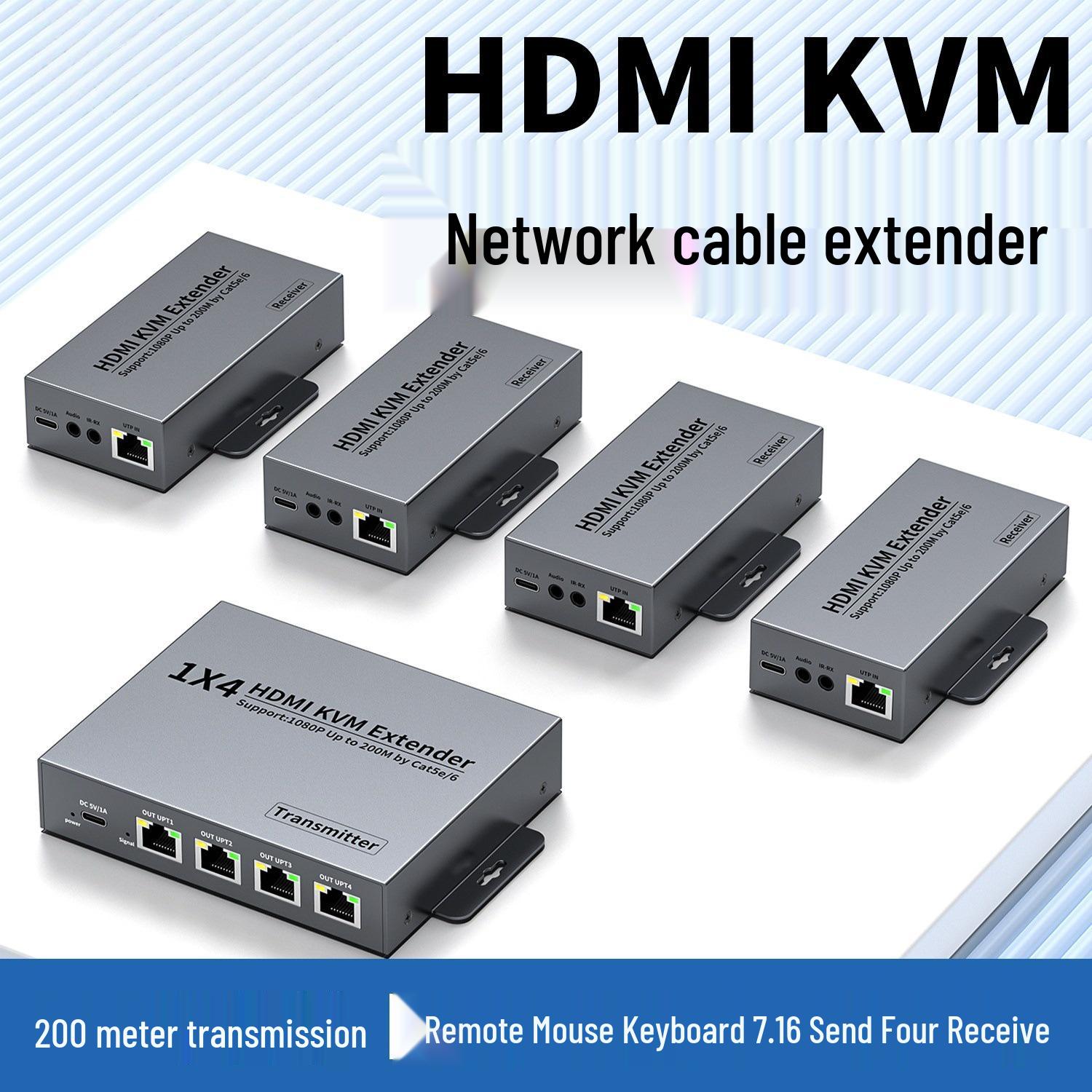 HDMI KVM Cable Splitter Extender 1x4 - 200m, 1080P 60Hz HD світло-сірий колір
HDMI KVM Cable Splitter Extender 1x4 - 200m, 1080P 60Hz HD світло-сірий колір